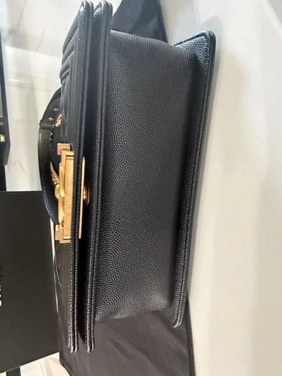 Chanel Black Quilted Leather Boy Bag with Gold Chain - Picture 3 of 7